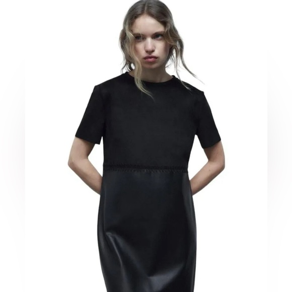 Sold ZARA Faux Suede and Faux Leather Dress - Picture 2 of 6